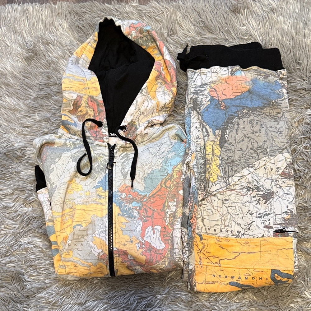 Map Print Hoodie and Joggers Set